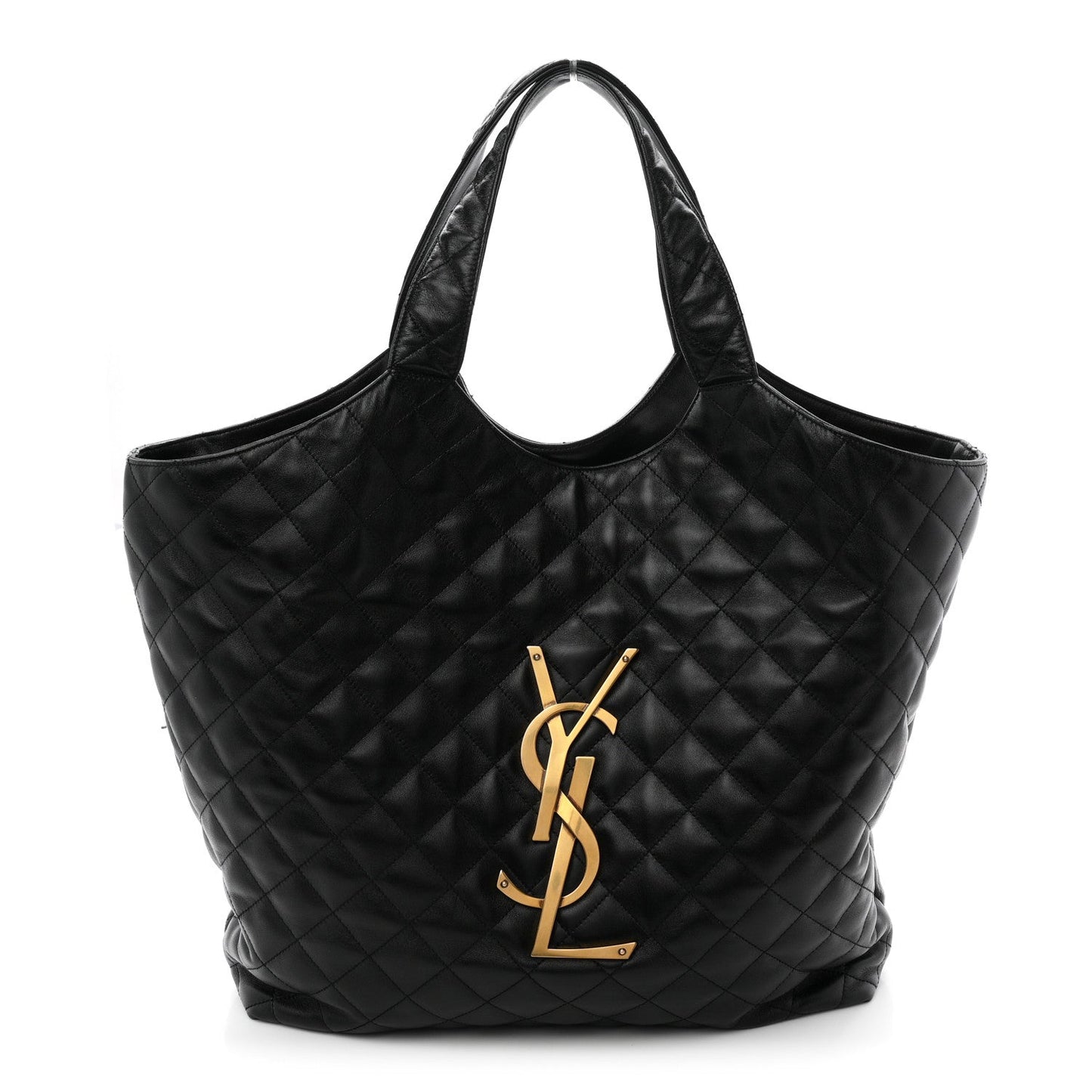 Lambskin Quilted Maxi Icare Shopping Tote Black
