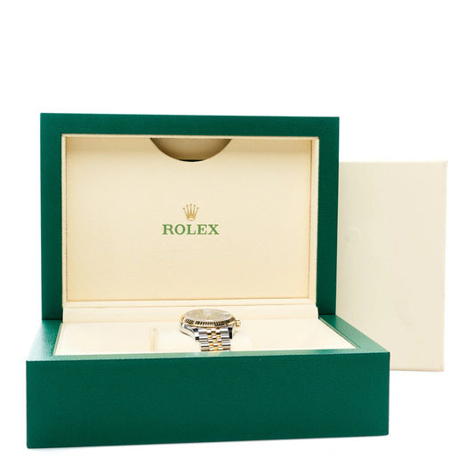 Rolex Stainless Steel 18K Yellow Gold Diamond 31mm Oyster Perpetual Datejust Watch Green Floral 278273