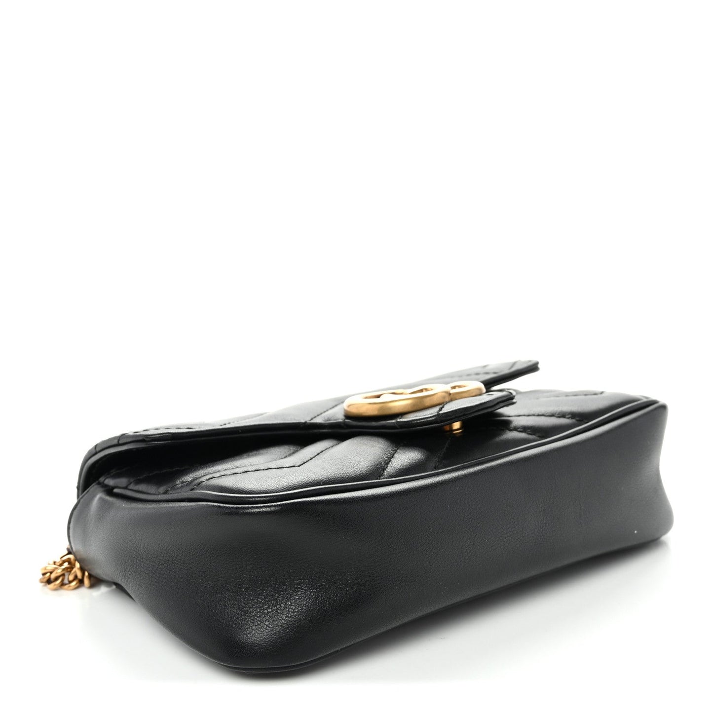 Calfskin Matelasse Super Mini GG Marmont Shoulder Bag Black