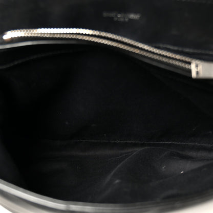 Calfskin Y Quilted Monogram Medium Loulou Chain Satchel Black