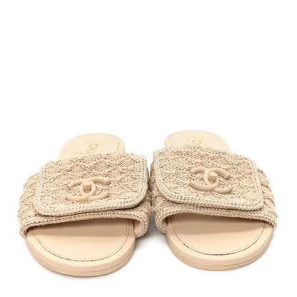 Crochet CC Mules Sandals 38.5 Beige