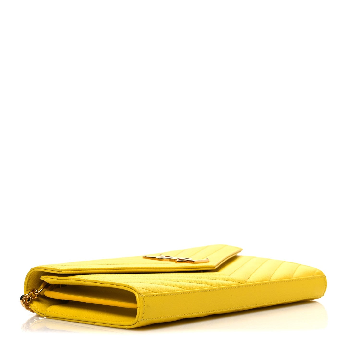 Grain De Poudre Matelasse Chevron Monogram Chain Wallet Yellow