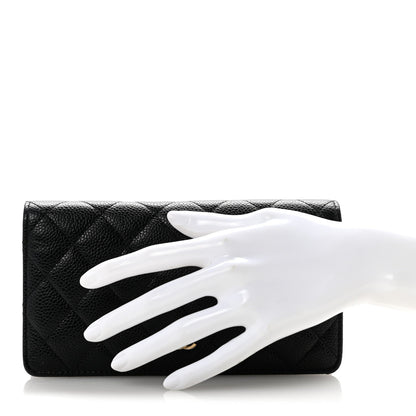 Caviar Quilted Yen Wallet Black
