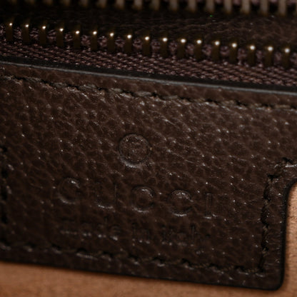 GG Supreme Monogram Textured Dollar Calfskin Web Small Ophidia Padlock Top Handle Bag Beige Ebony New Acero