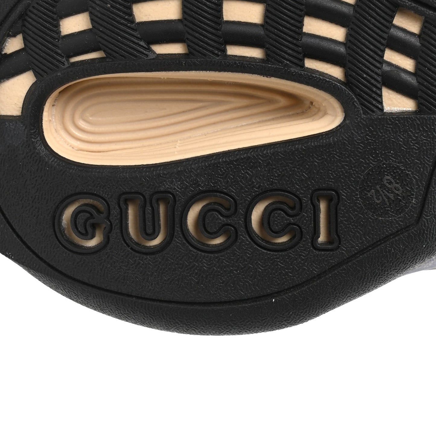 Ultralight Plume Calfskin Monogram Printed Mens Gucci Run Sneakers 8.5 Beige Blue