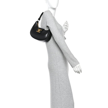 Smooth Calfskin Medium Strap Ava Triomphe Shoulder Bag Black