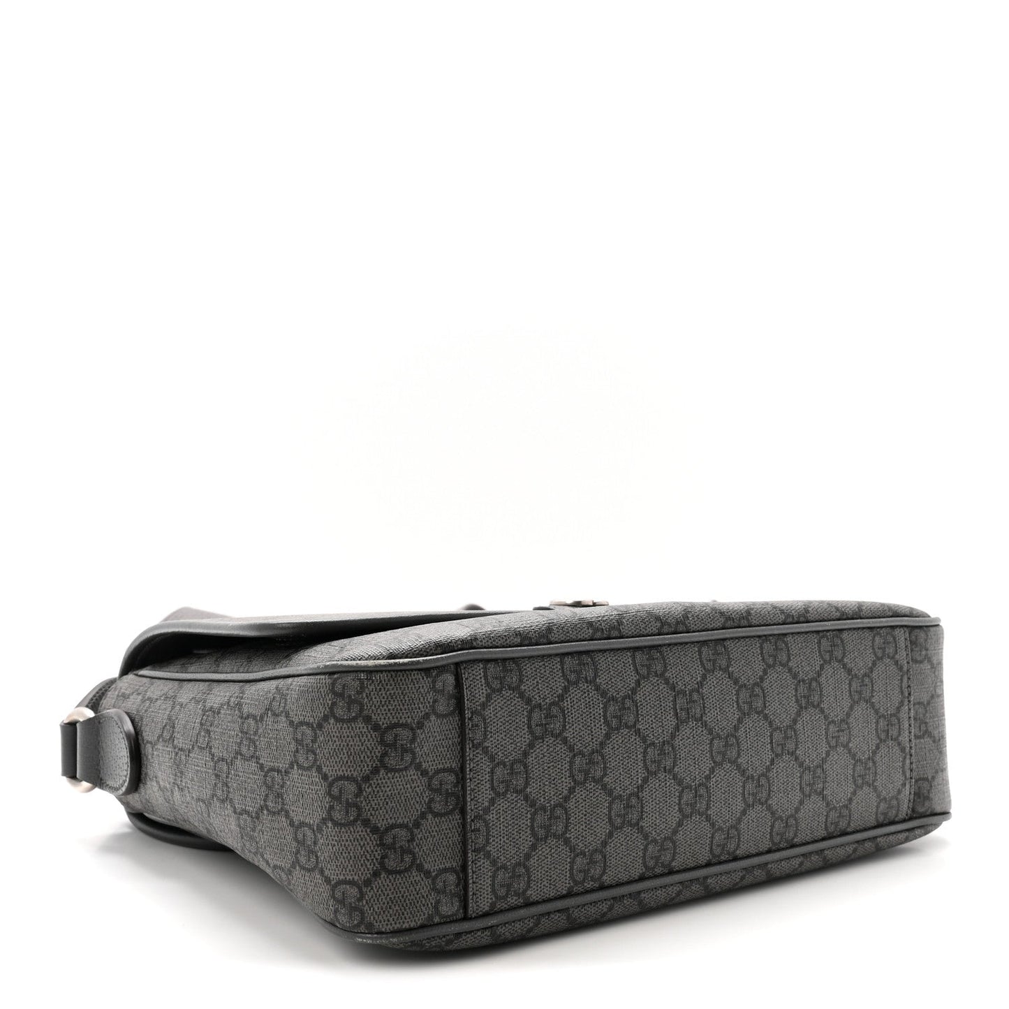 Tender GG Supreme Monogram Textured Dollar Calfskin Ophidia Messenger Bag Grey Black Graphite Grey