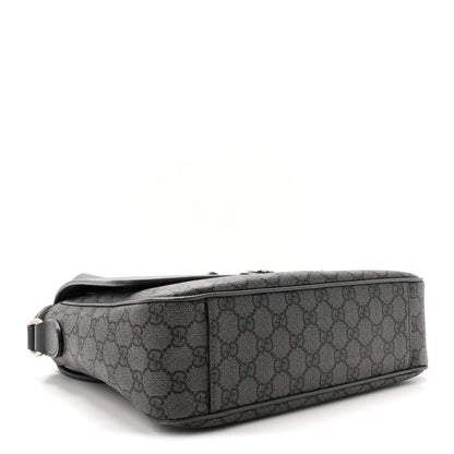 Tender GG Supreme Monogram Textured Dollar Calfskin Ophidia Messenger Bag Grey Black Graphite Grey