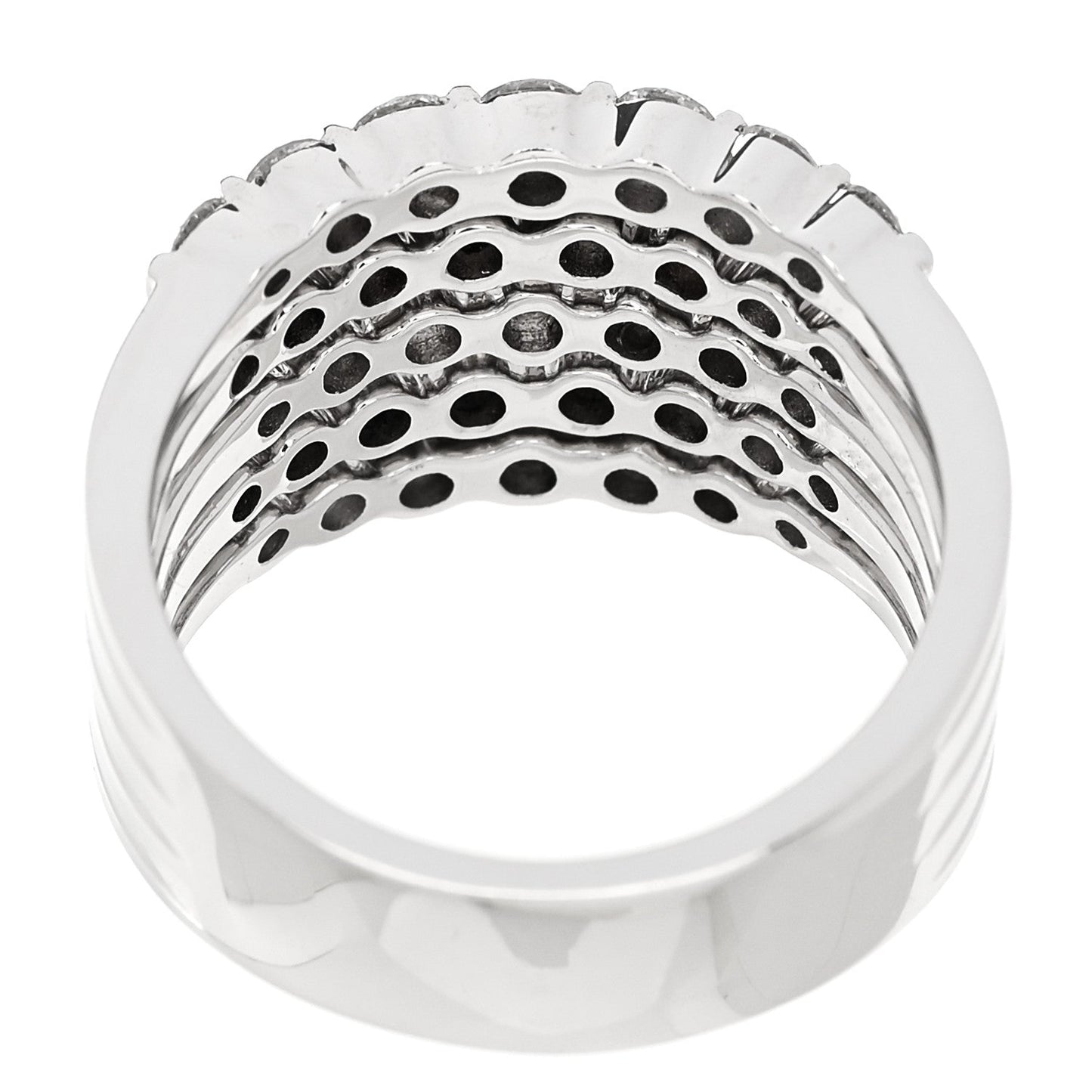 14K White Gold Diamond 1.90ctw Five Row Band Ring 53 6.25