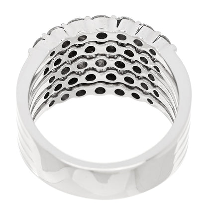14K White Gold Diamond 1.90ctw Five Row Band Ring 53 6.25