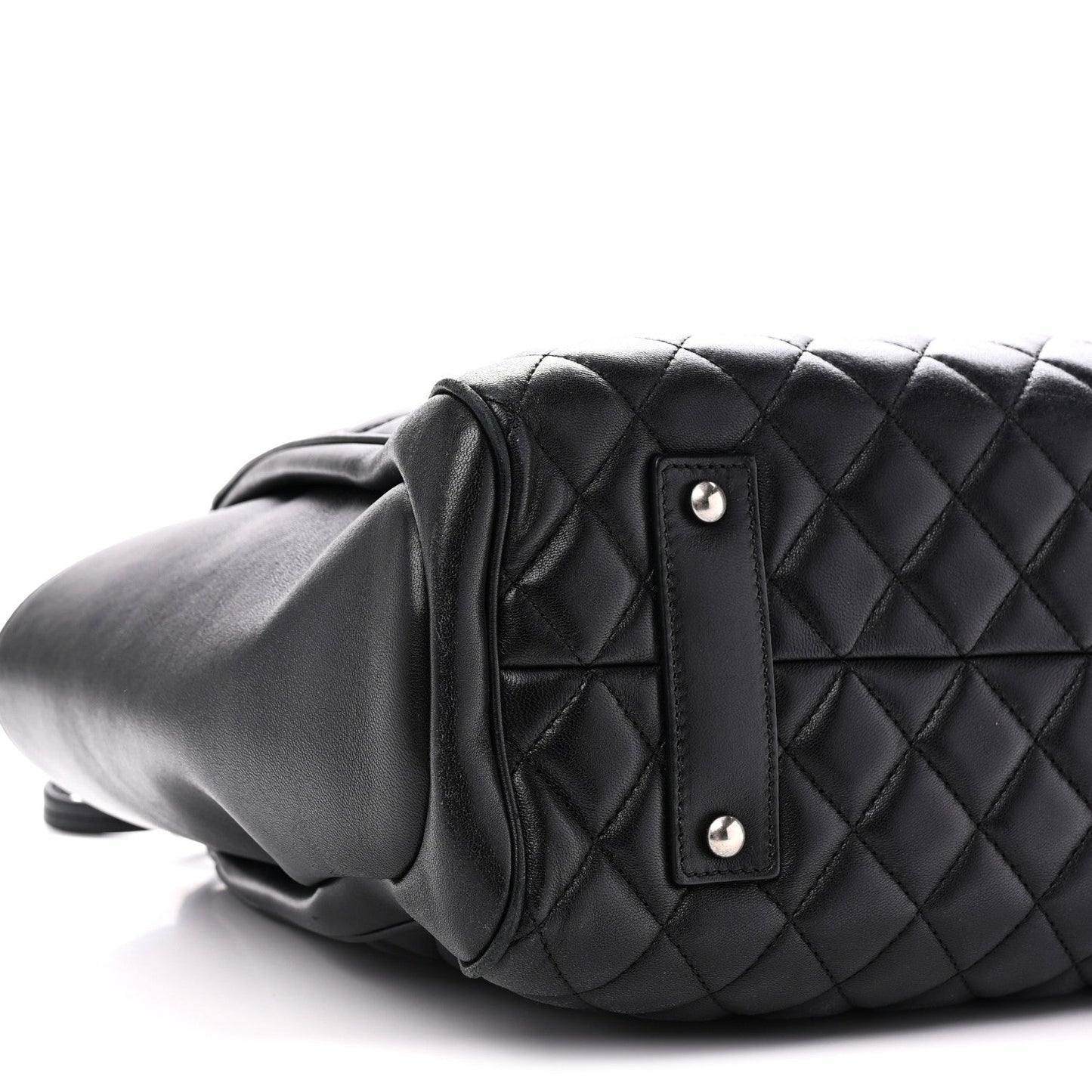 Lambskin Quilted Shopping Tote Black