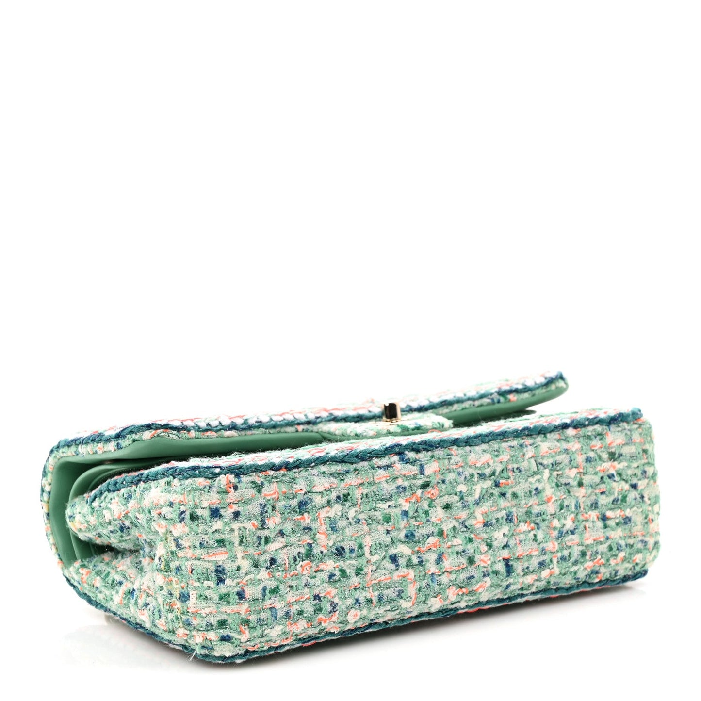 Tweed Braided Medium Flap Green Blue Multicolor