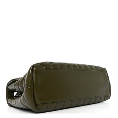 Calfskin Y Quilted Monogram Medium Loulou Chain Satchel Military Olive