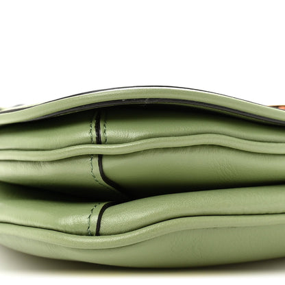 Roxy Calfskin Web Medium Blondie Top Handle Shoulder Flap Bag Salamander Green