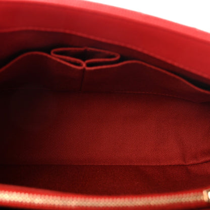 Caviar Chevron Quilted Small Coco Handle Flap Red