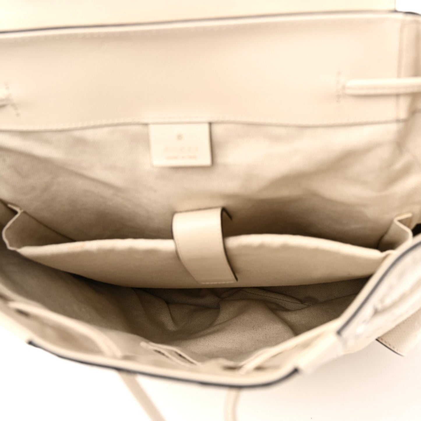Piuma Calfskin Jumbo GG Embossed Double Buckle Backpack Mystic White