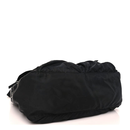 Tessuto Nylon Saffiano Double Buckle Messenger Shoulder Bag Black