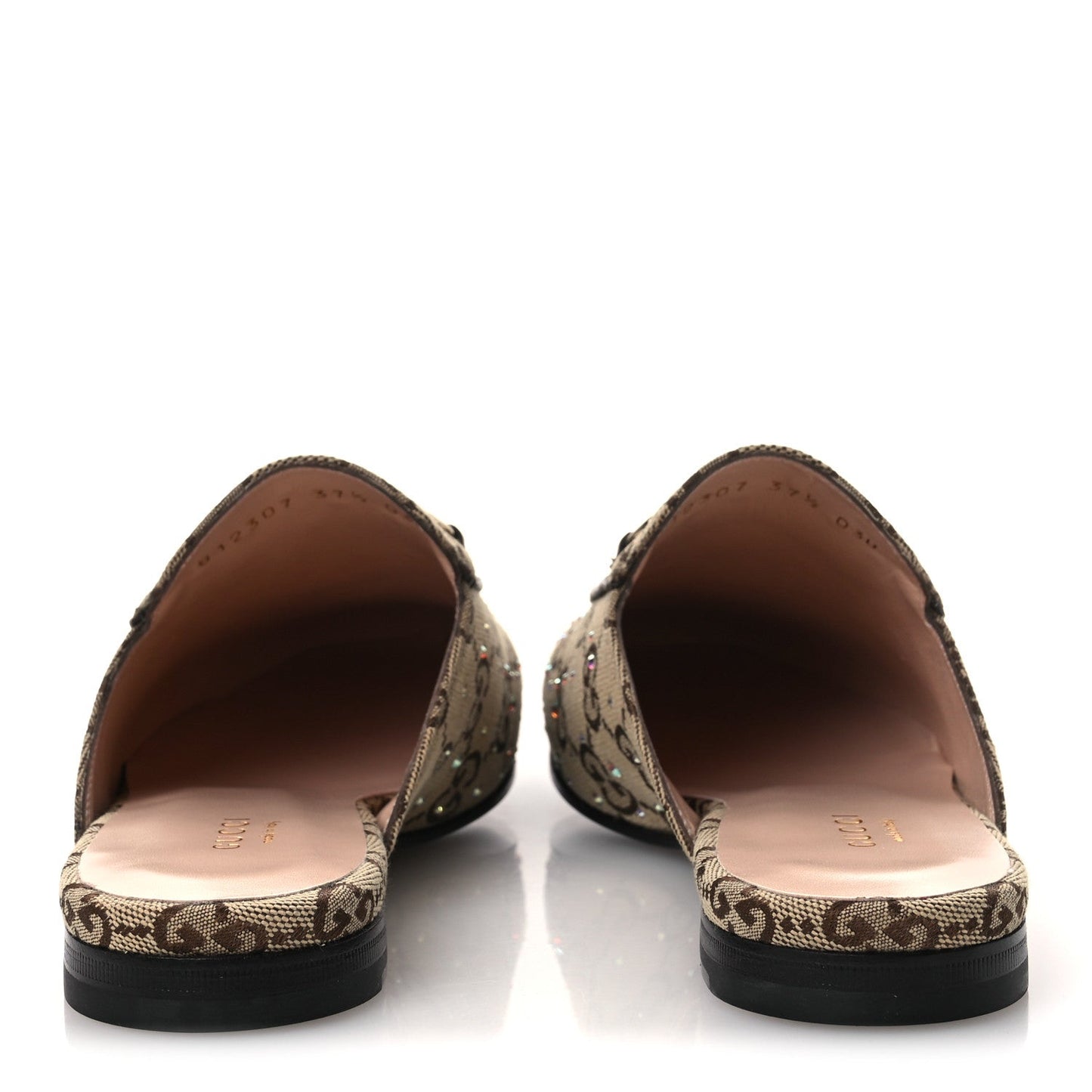 Crystal Canvas GG Monogram Nappa Womens Princetown Slippers 37.5 Beige Ebony New Acero