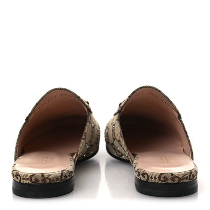 Crystal Canvas GG Monogram Nappa Womens Princetown Slippers 37.5 Beige Ebony New Acero