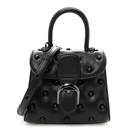 Grained Rodeo Calfskin Quilted Mini Brillant Satchel Black
