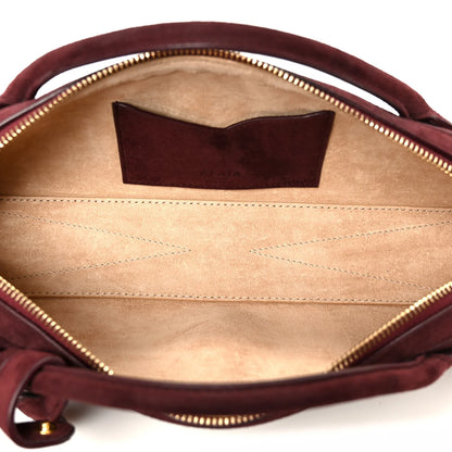Alaia Suede Goatskin Teckel Clutch Rouge Grenat