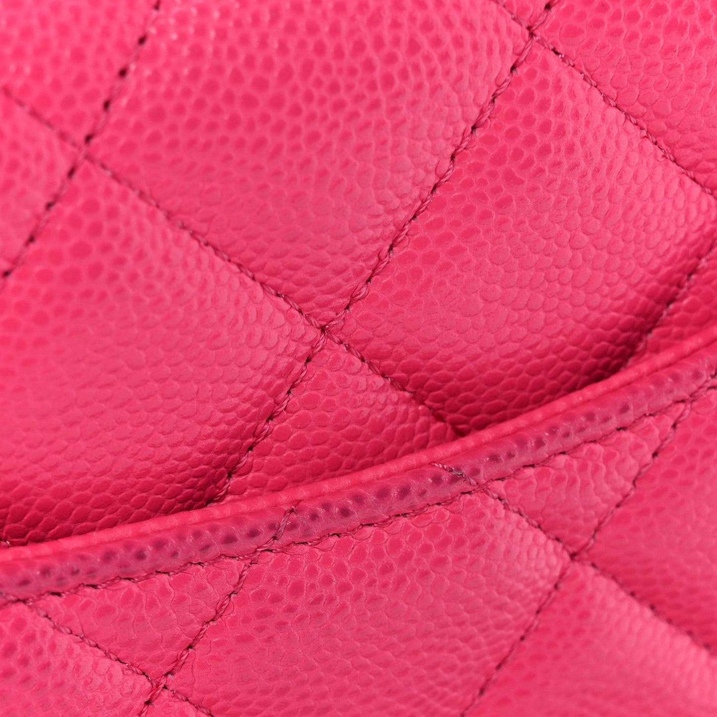 Caviar Quilted Wallet on Chain WOC Fuchsia