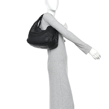 Nappa Intrecciato Medium Campana Shoulder Bag Black