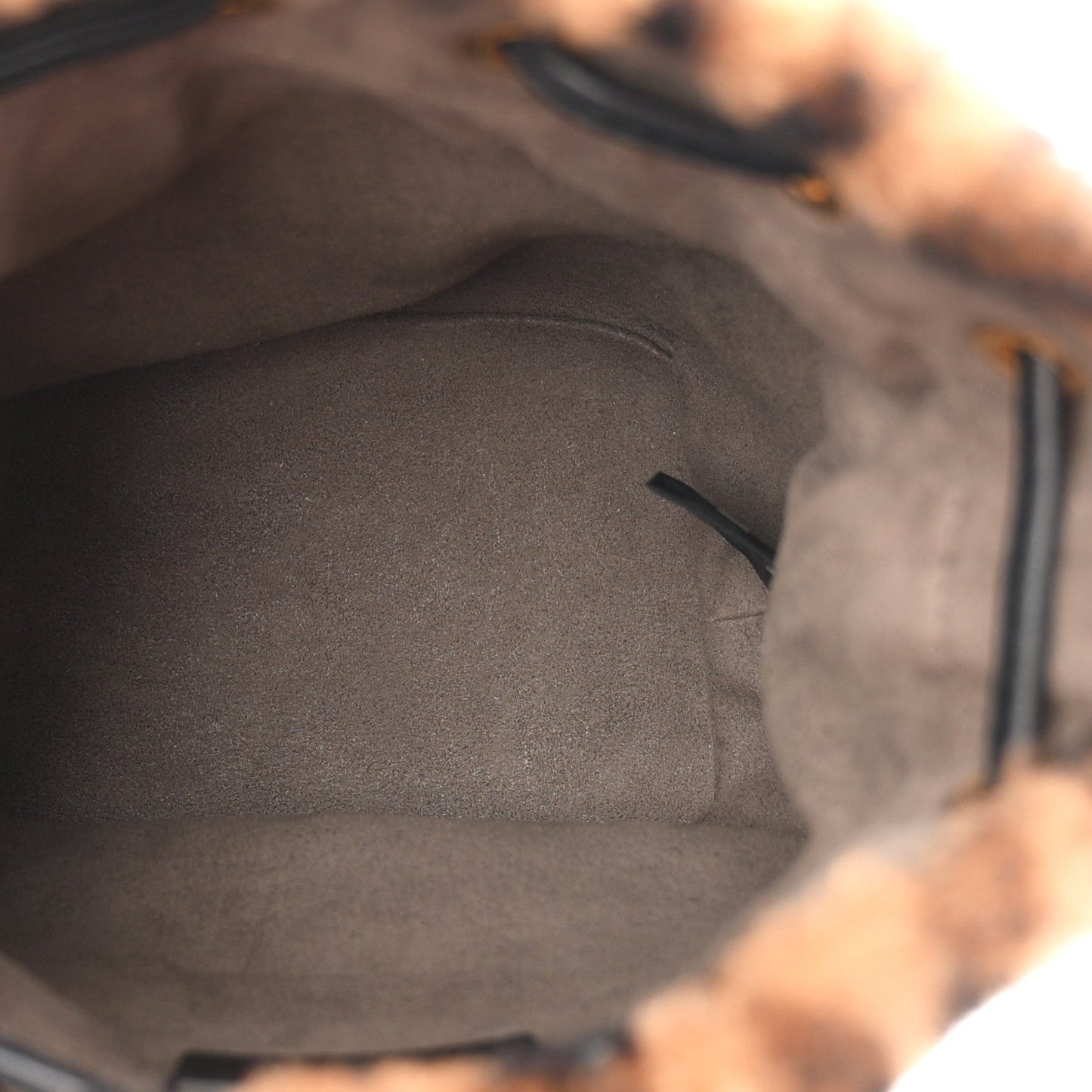 Shearling Vitello Dolce F is Fendi Macro FF 1974 Mini Mon Tresor Bucket Bag Tobacco Black