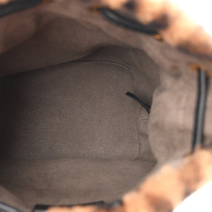 Shearling Vitello Dolce F is Fendi Macro FF 1974 Mini Mon Tresor Bucket Bag Tobacco Black