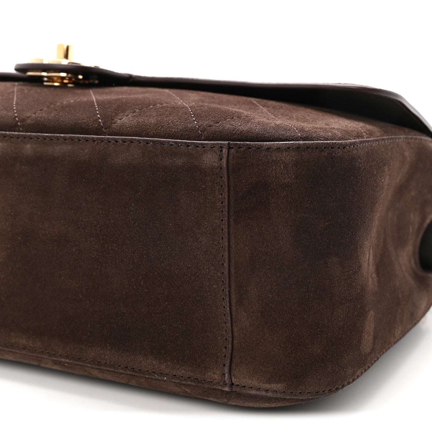Suede Calfskin Small Souplissimo Maxi Flap Dark Brown