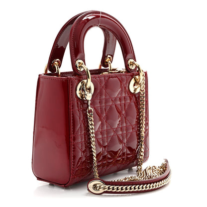Patent Cannage Mini Lady Dior Red