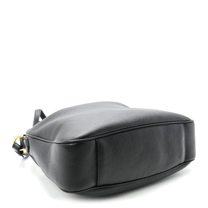 Softy Wonka Textured Dollar Calfskin Medium Diana Shoulder Bag Black Dusty Grey