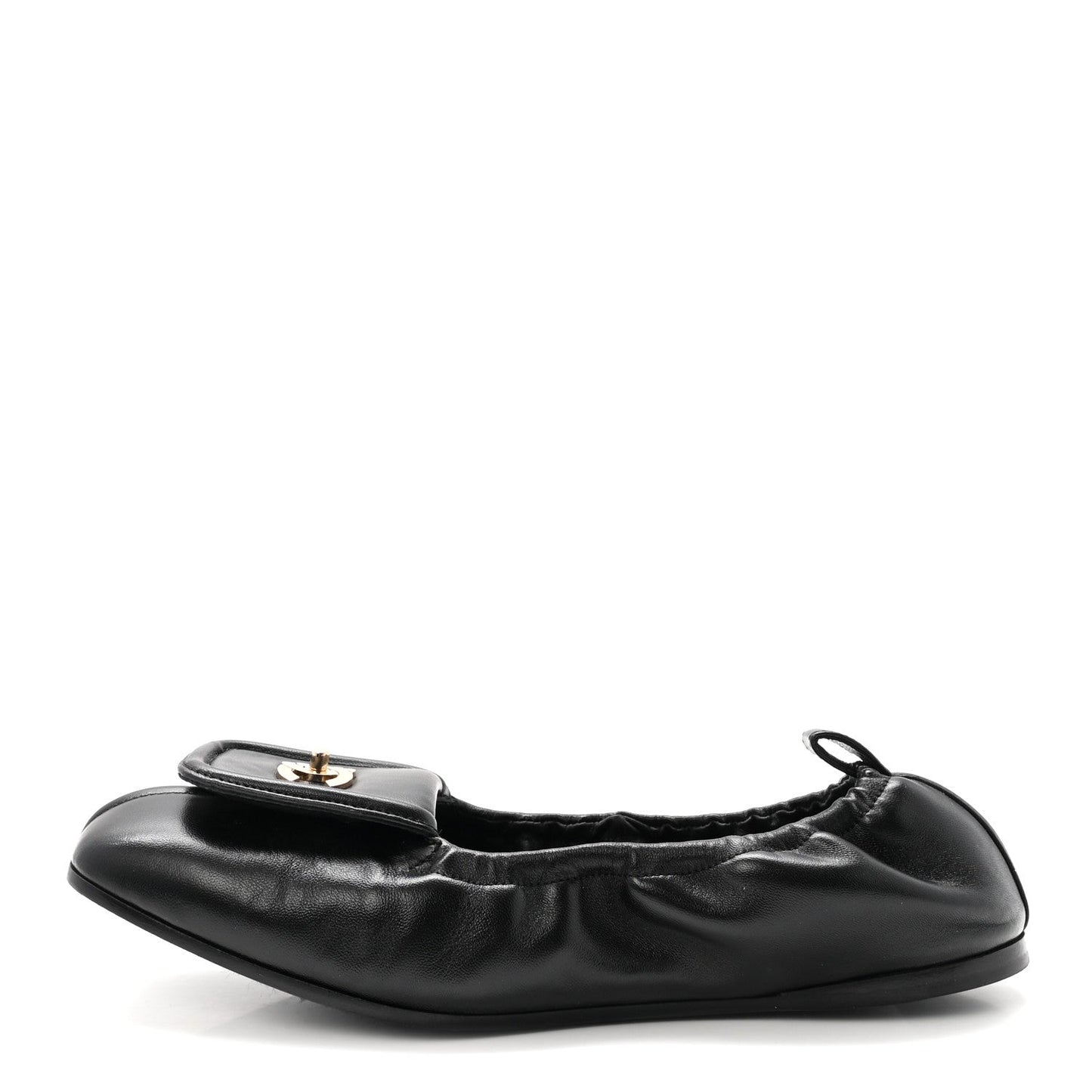 Lambskin CC Turnlock Ballerina Flats 37 Black