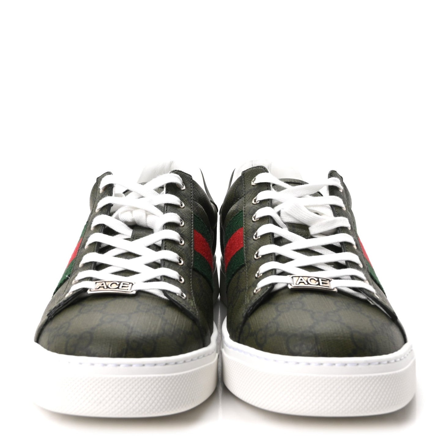 GG Supreme Monogram Web Mens New Ace Sneakers 9 Green