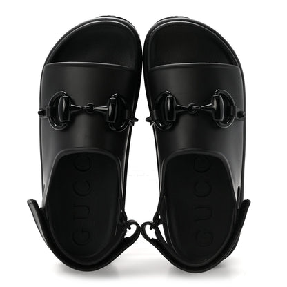 Soft Rubber Horsebit Touch Womens Strapped Sandals 38 Black