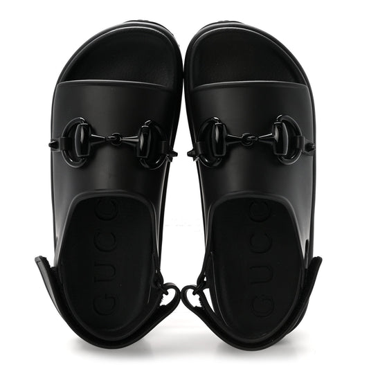 Soft Rubber Horsebit Touch Womens Strapped Sandals 38 Black