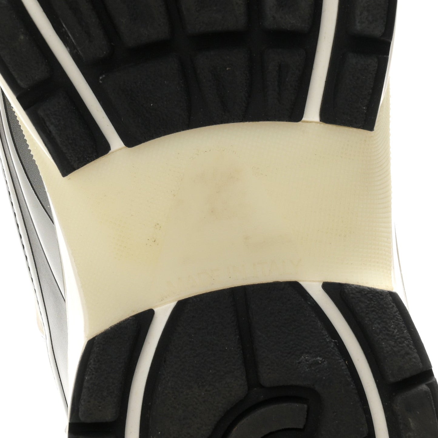 Fabric Laminated Calfskin Stretch CC Womens Sneakers 39 White Silver