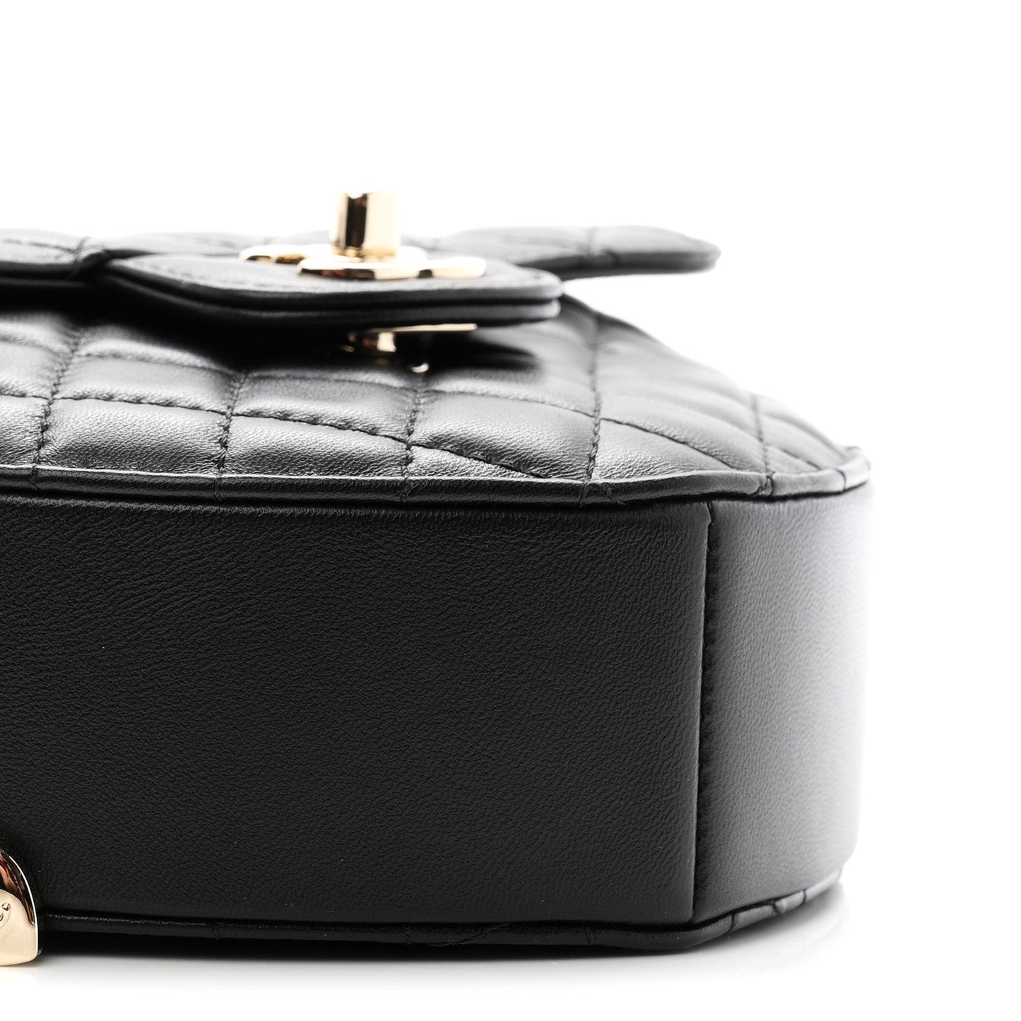 Lambskin Quilted Large CC In Love Heart Bag Black