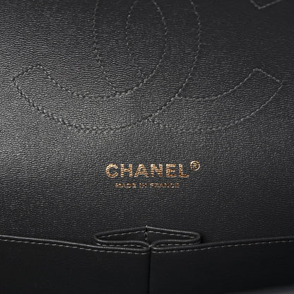 Caviar Quilted Jumbo Double Flap Dark Grey