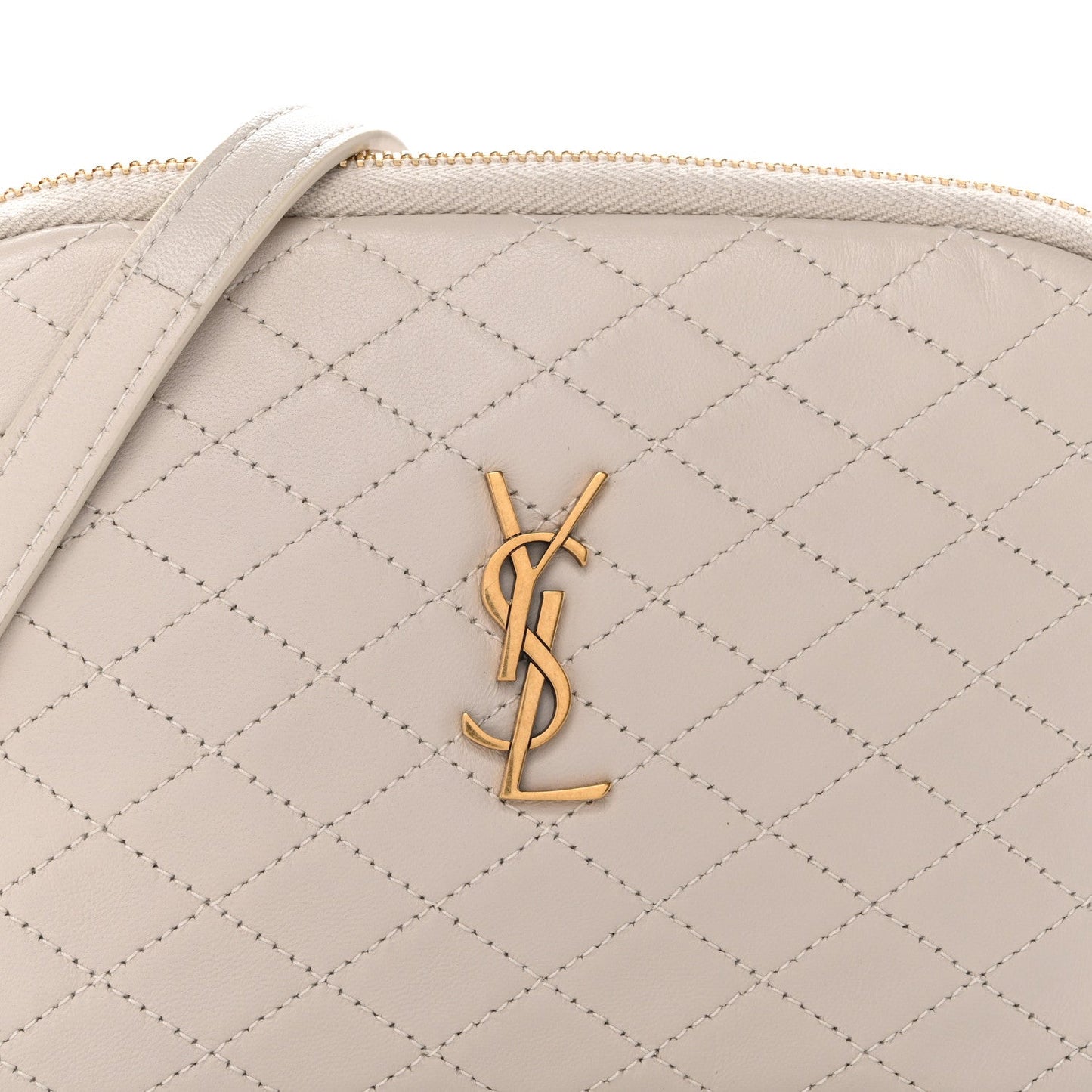 Lambskin Quilted Gaby Zipped Pouch Crema Soft