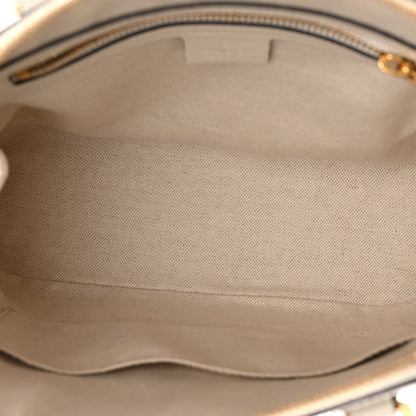 GG Supreme Monogram Azalea Calfskin Small Horsebit 1955 Top Handle Bag Beige Ebony Mystic White