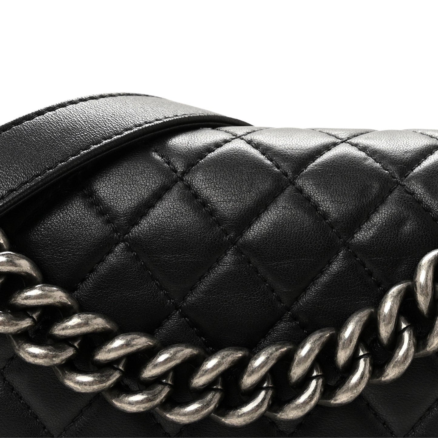 Lambskin Quilted Medium Boy Flap Black