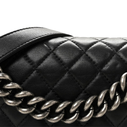 Lambskin Quilted Medium Boy Flap Black