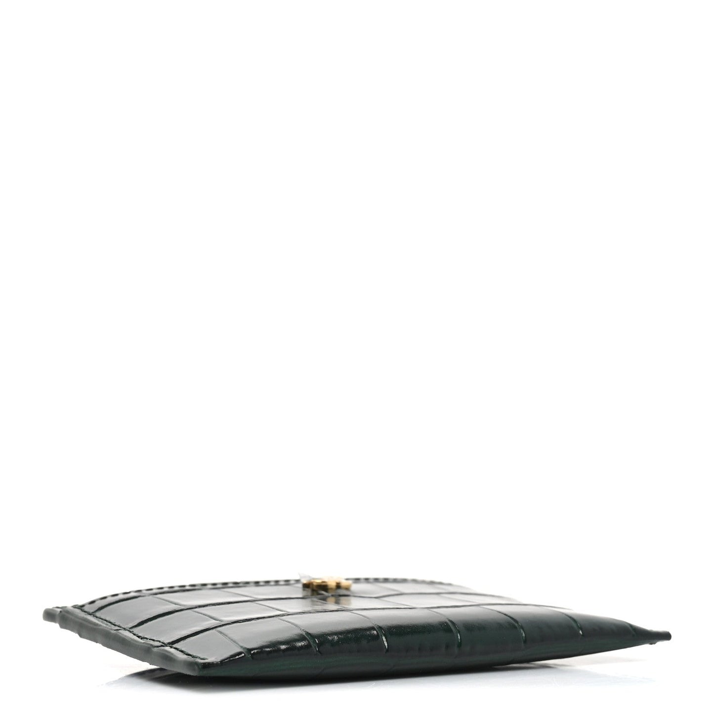 Calfskin Crocodile Embossed Crococo Card Holder Emerald