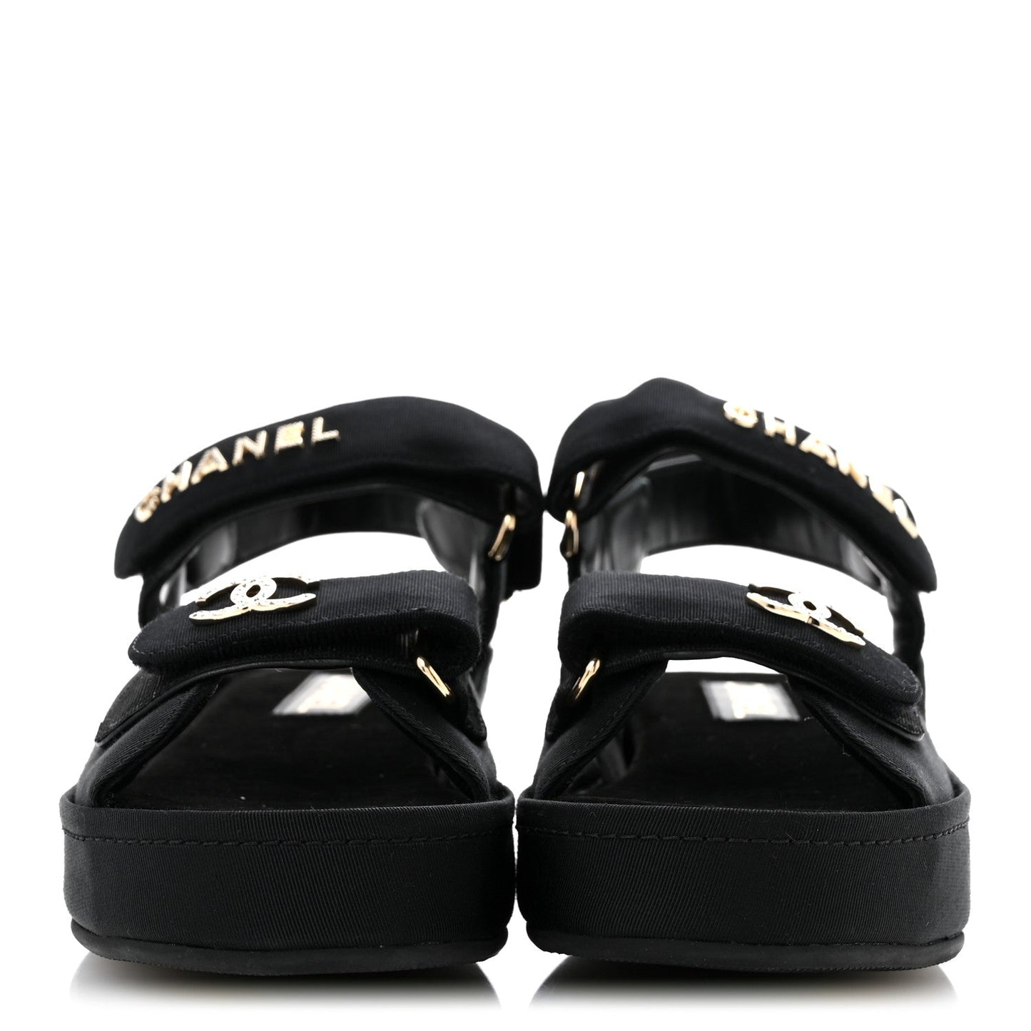 Grosgrain Crystal Logo Platform Sandals 38 Black