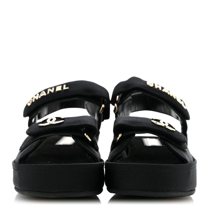 Grosgrain Crystal Logo Platform Sandals 38 Black