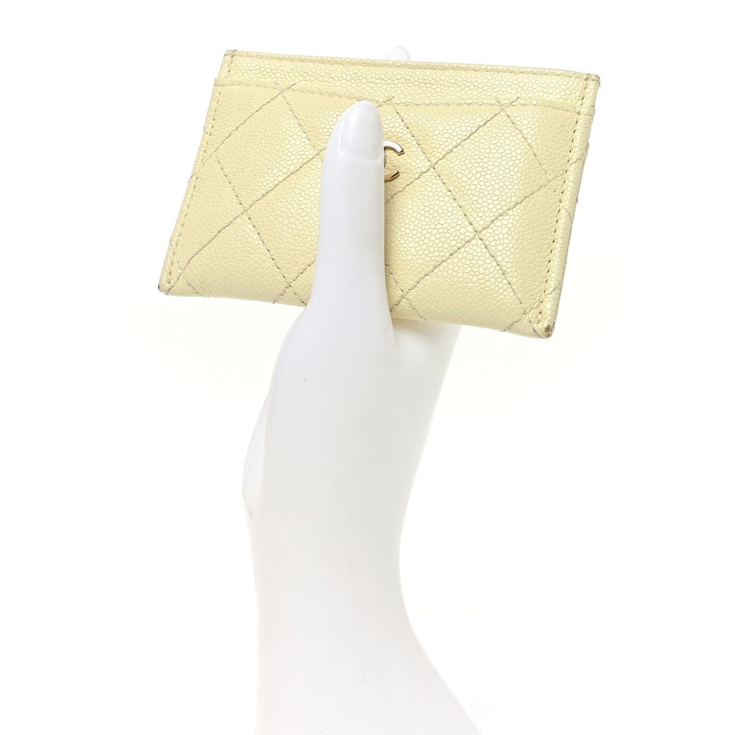 Caviar Quilted Card Holder Jaune