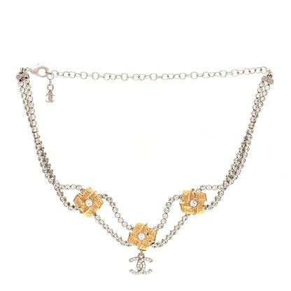 Metal Crystal CC Logo Choker Necklace Gold