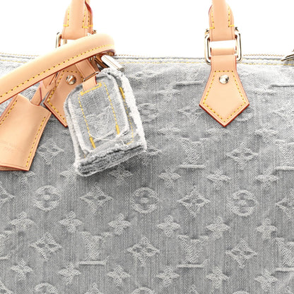 Monogram Denim Speedy Soft 30 Washed Gray