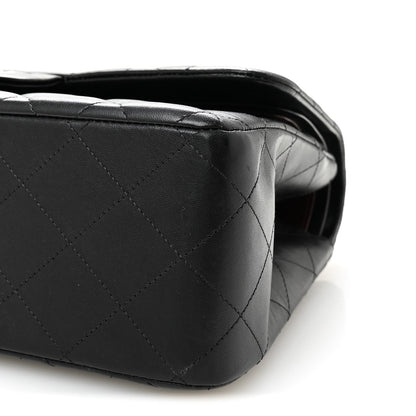 Lambskin Quilted Jumbo Double Flap Black
